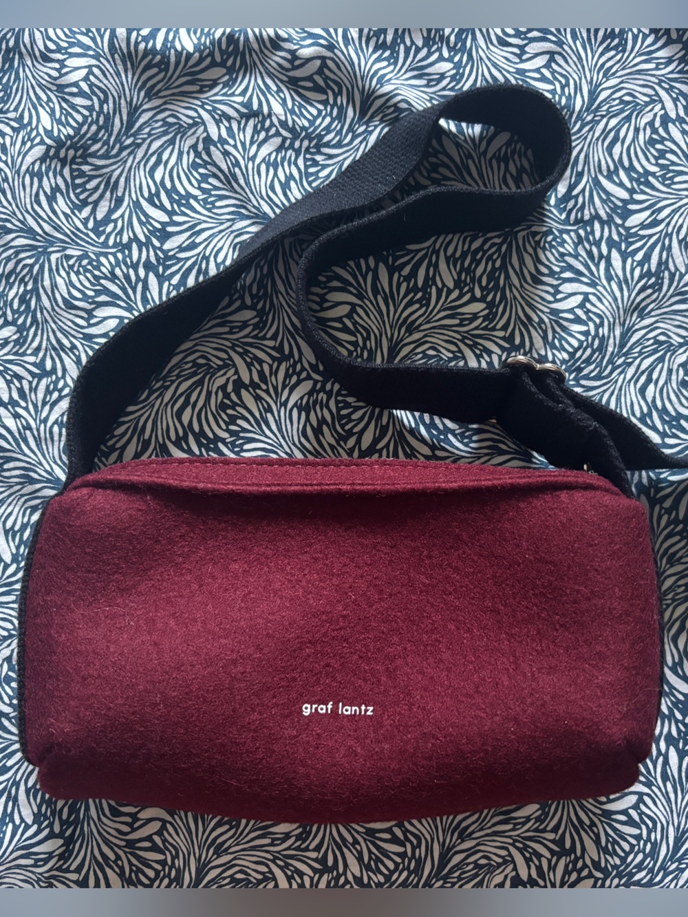 graf lantz Burgundy Shoulder Bag with Black Strap